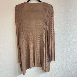 Nouveaux Womens Cardigan 1X Brown Open Front Crochet‎ Classic Beach minimalist